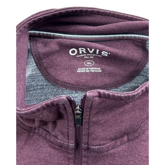 Men's Orvis 1/4 Zip Sz XL Burgundy Pull-Over French Terry Long-Sleeve Outdoors - Picture 4 of 7